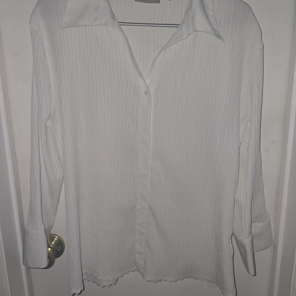 croft & barrow Ivory Textured Pleated Button-Front Blouse